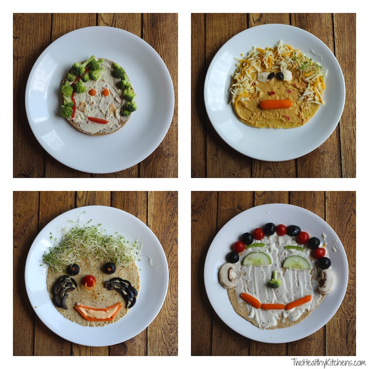 "Veggie Faces" NoBake Vegetable Pizzas and Wraps