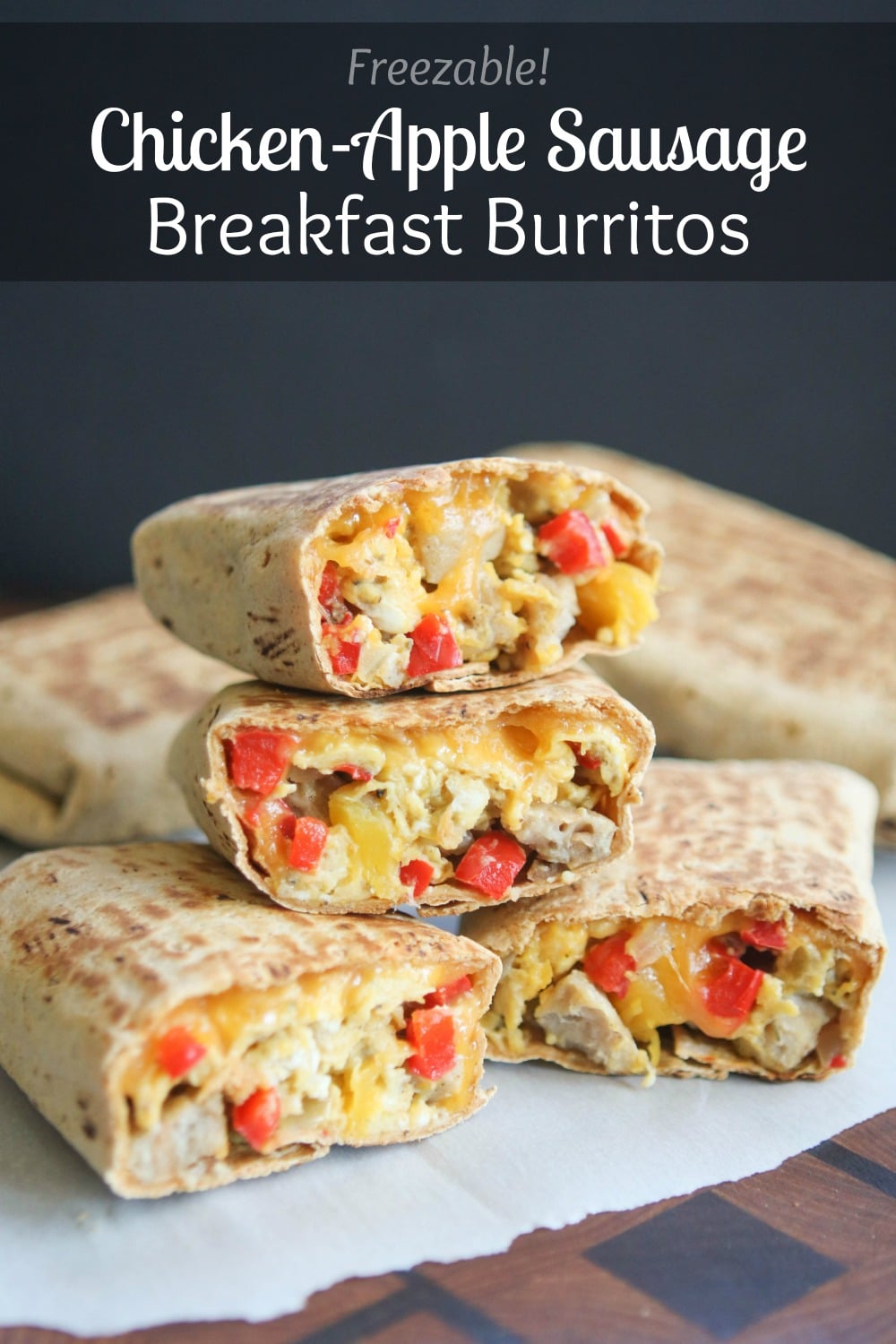 ChickenApple Sausage Breakfast Burritos (Freezable MakeAhead!) Two