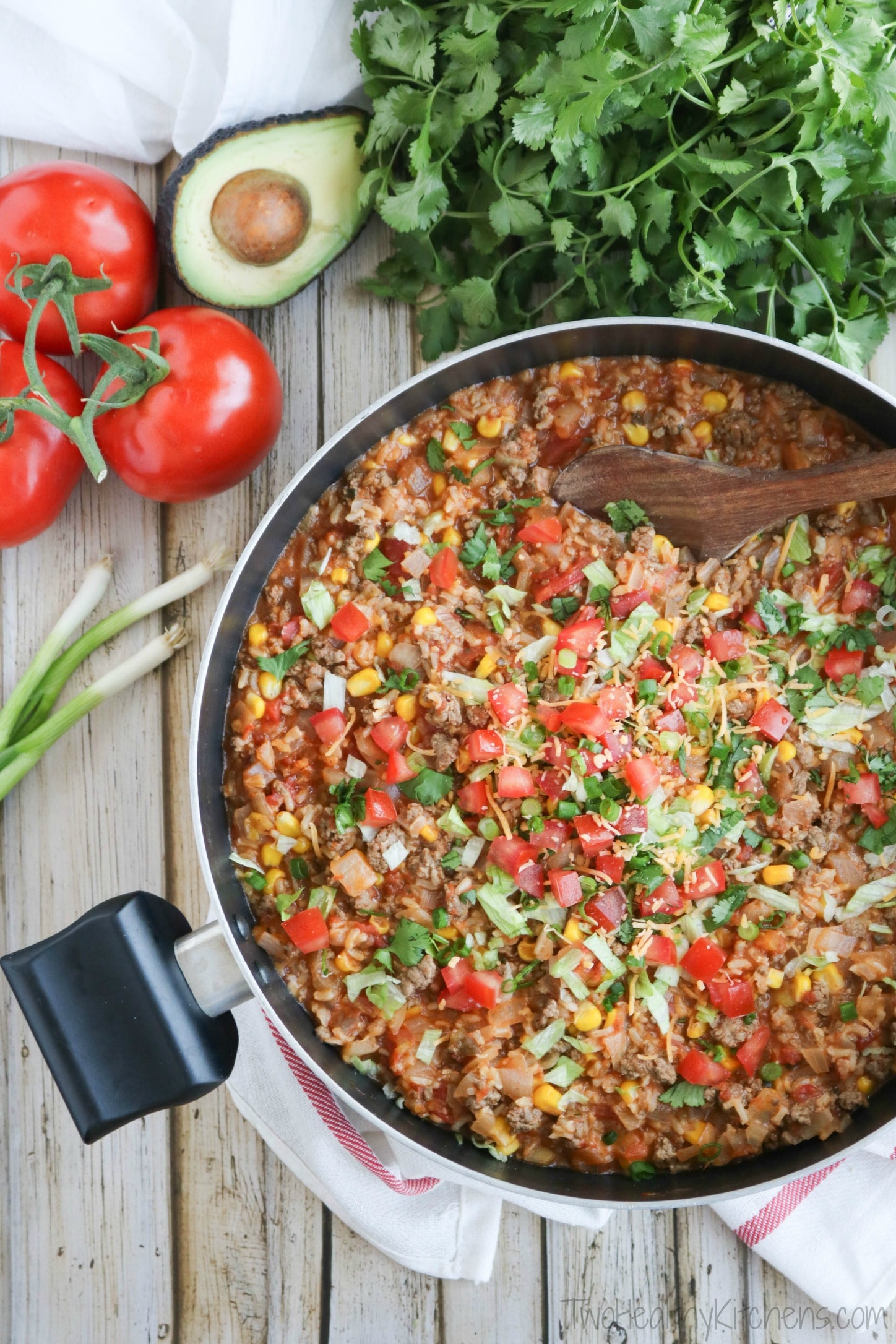 One-Pot Mexican Rice Skillet Dinner - Two Healthy Kitchens