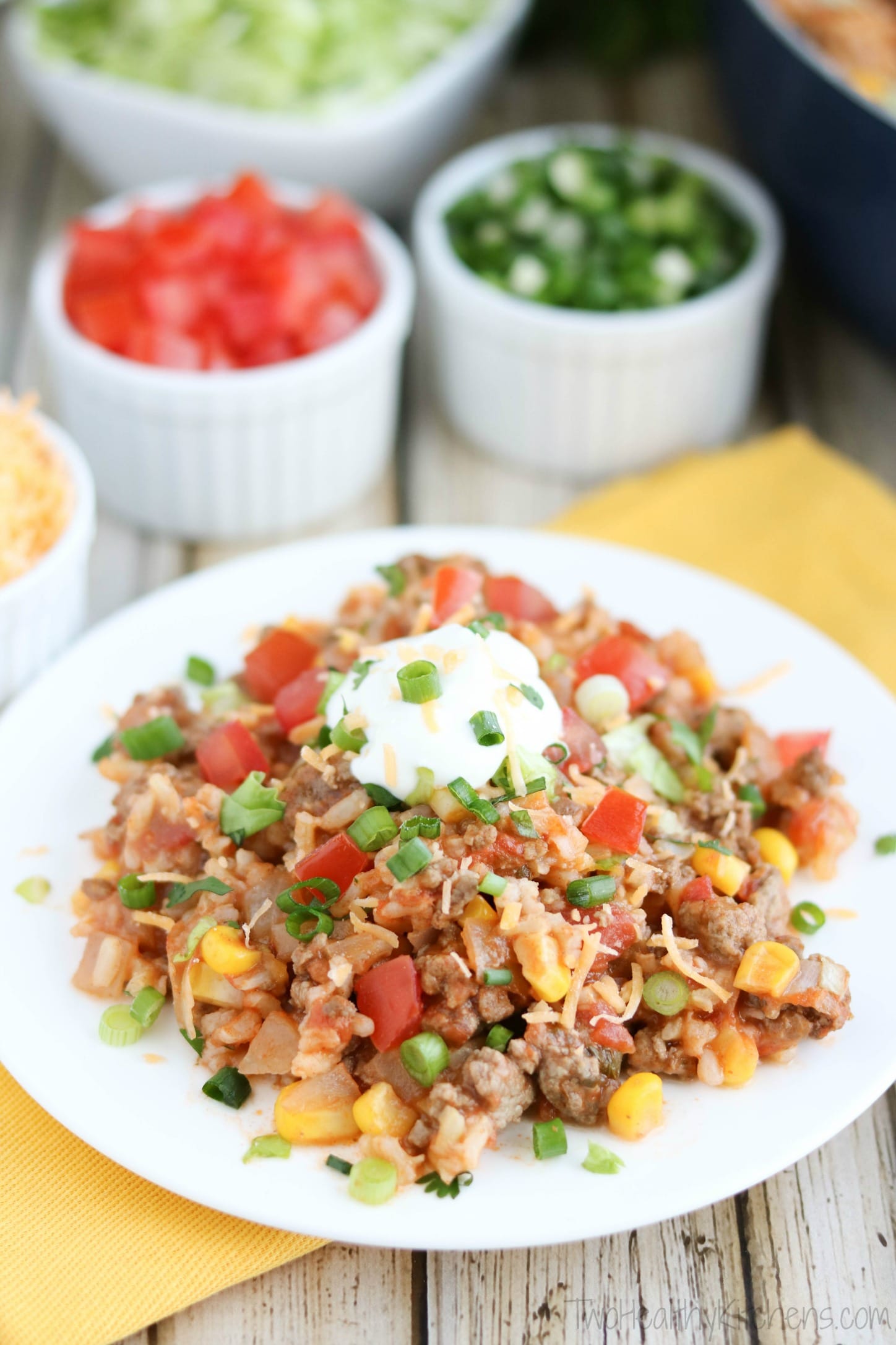 OnePot Mexican Rice Skillet Dinner Two Healthy Kitchens